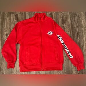 Vintage Men’s Aeropostale 87 Logo Red/Blue Full Zip Fleece Track Jacket Medium